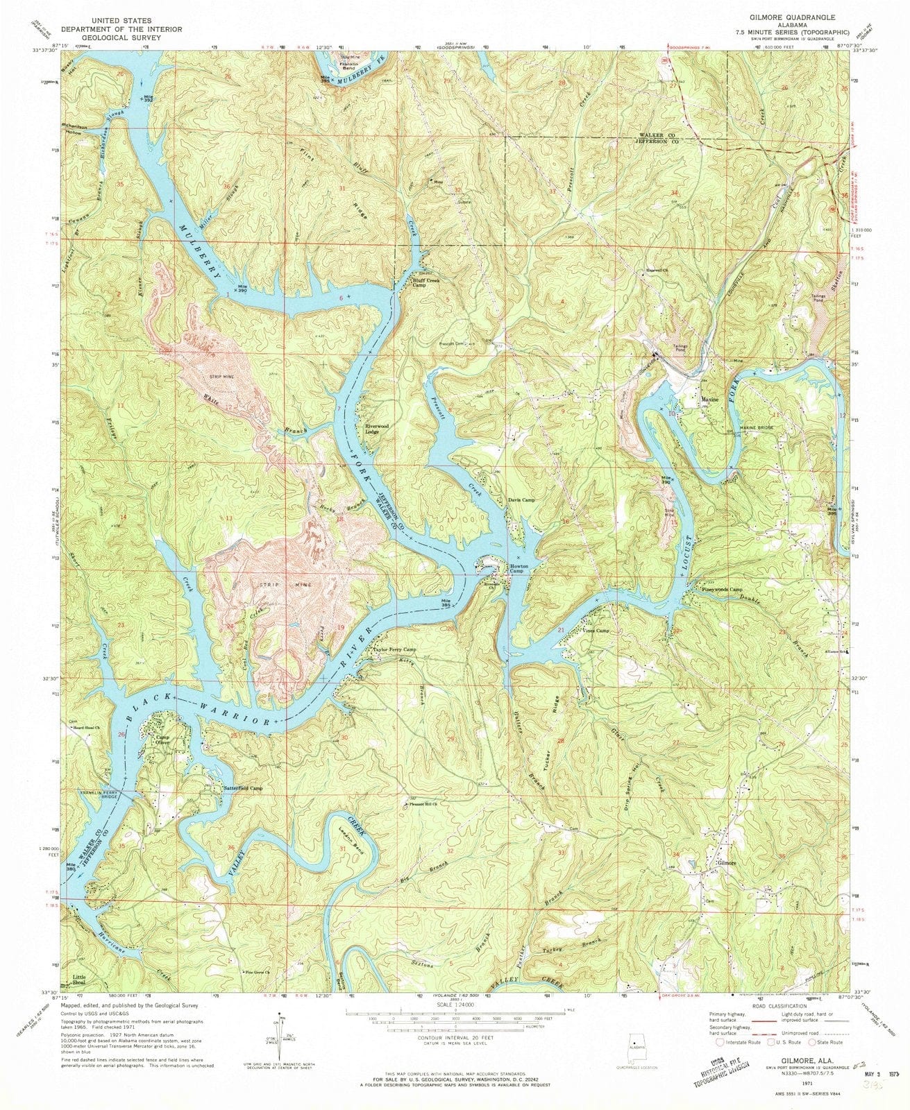 1971 Gilmore, AL - Alabama - USGS Topographic Map