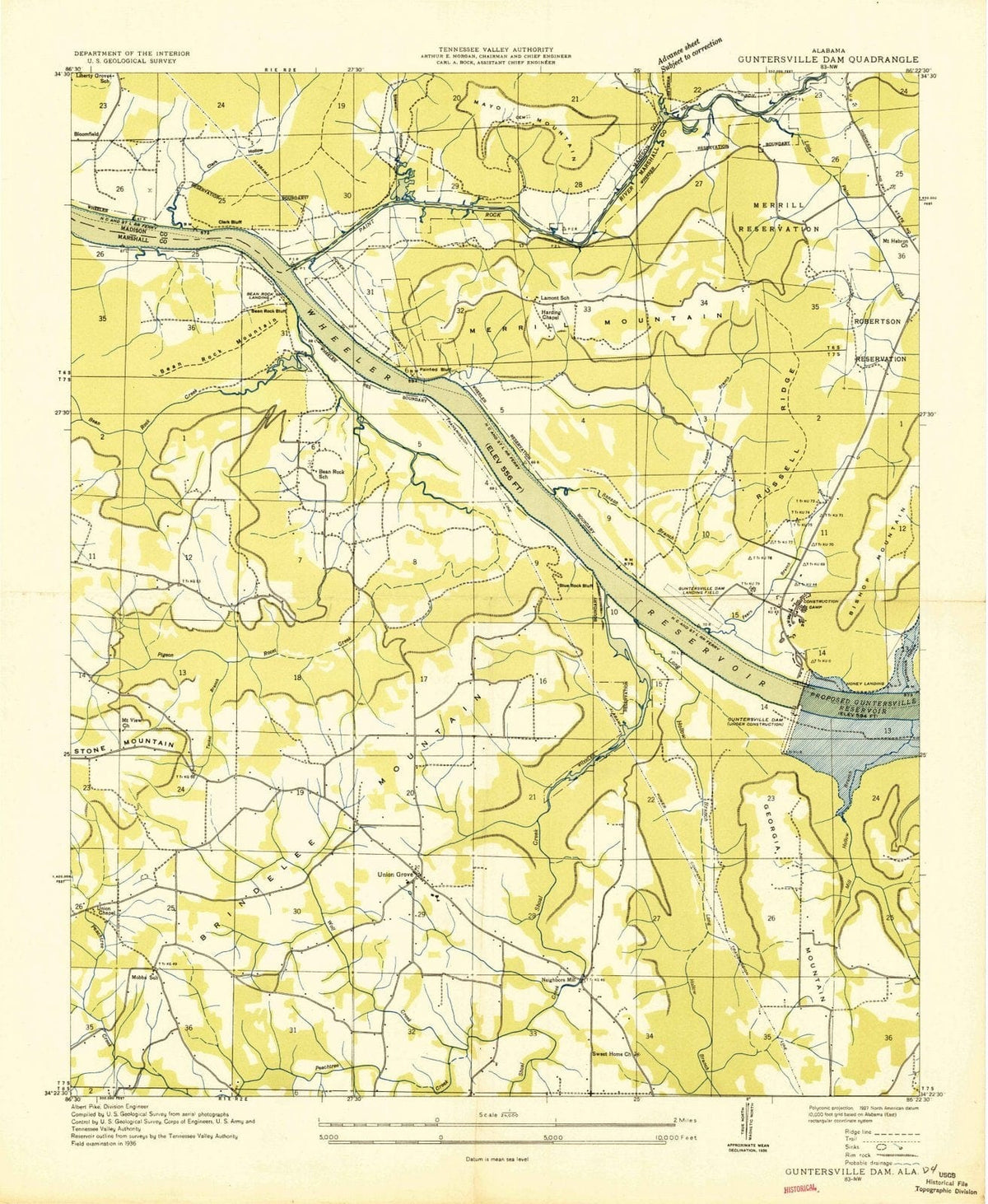 1936 Guntersvilleam, AL - Alabama - USGS Topographic Map