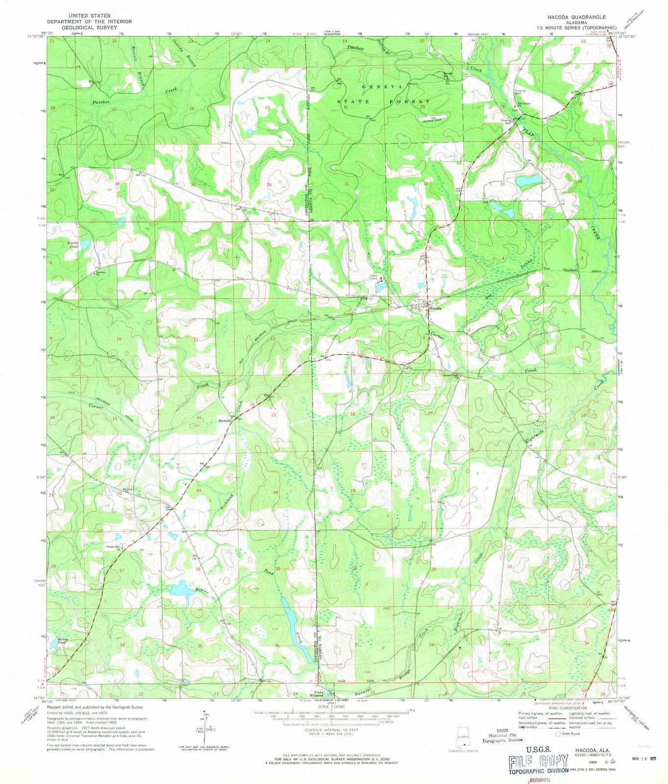 1969 Hacoda, AL - Alabama - USGS Topographic Map