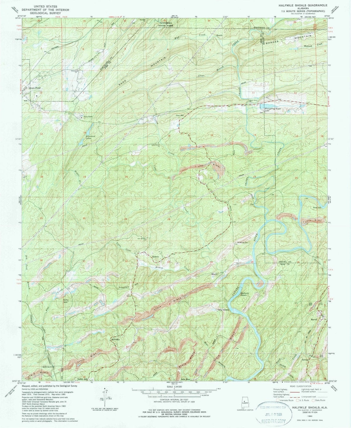 1980 Halfmile Shoals, AL - Alabama - USGS Topographic Map