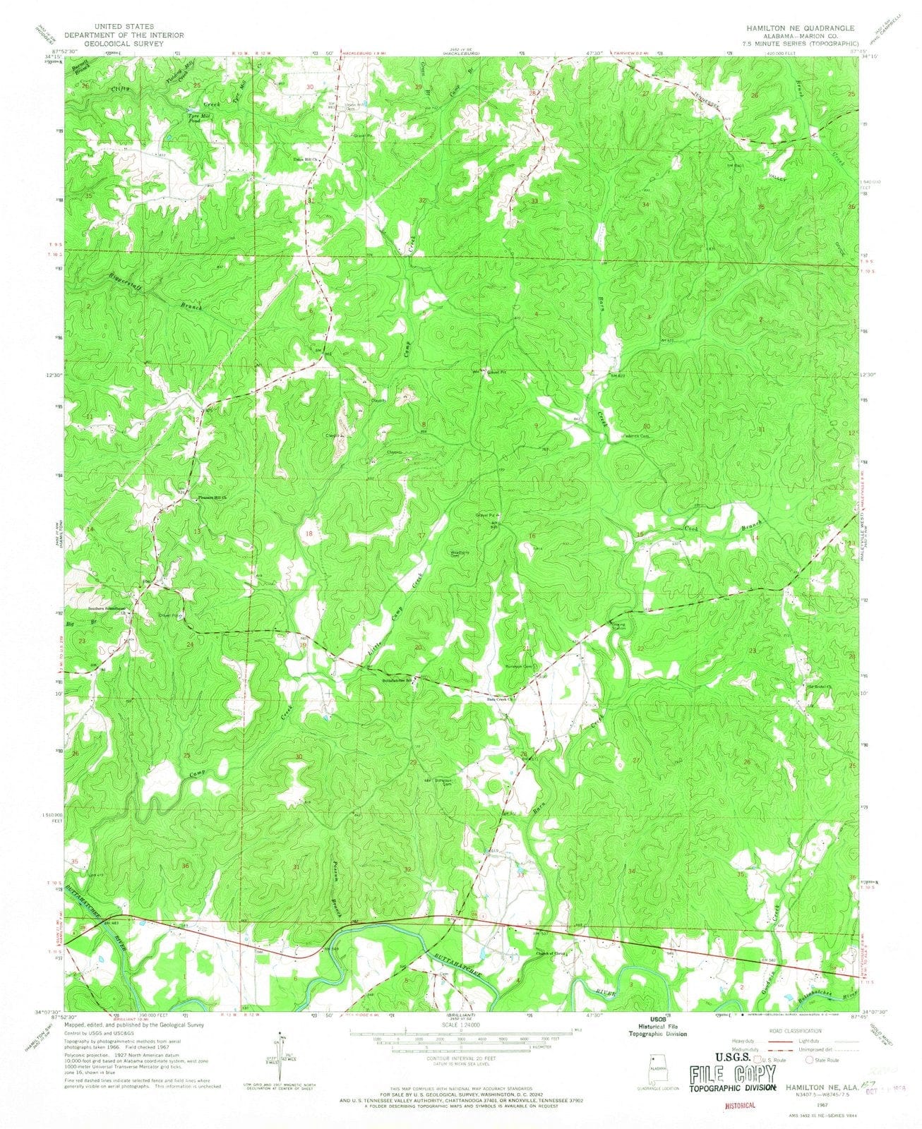 1967 Hamilton, AL - Alabama - USGS Topographic Map