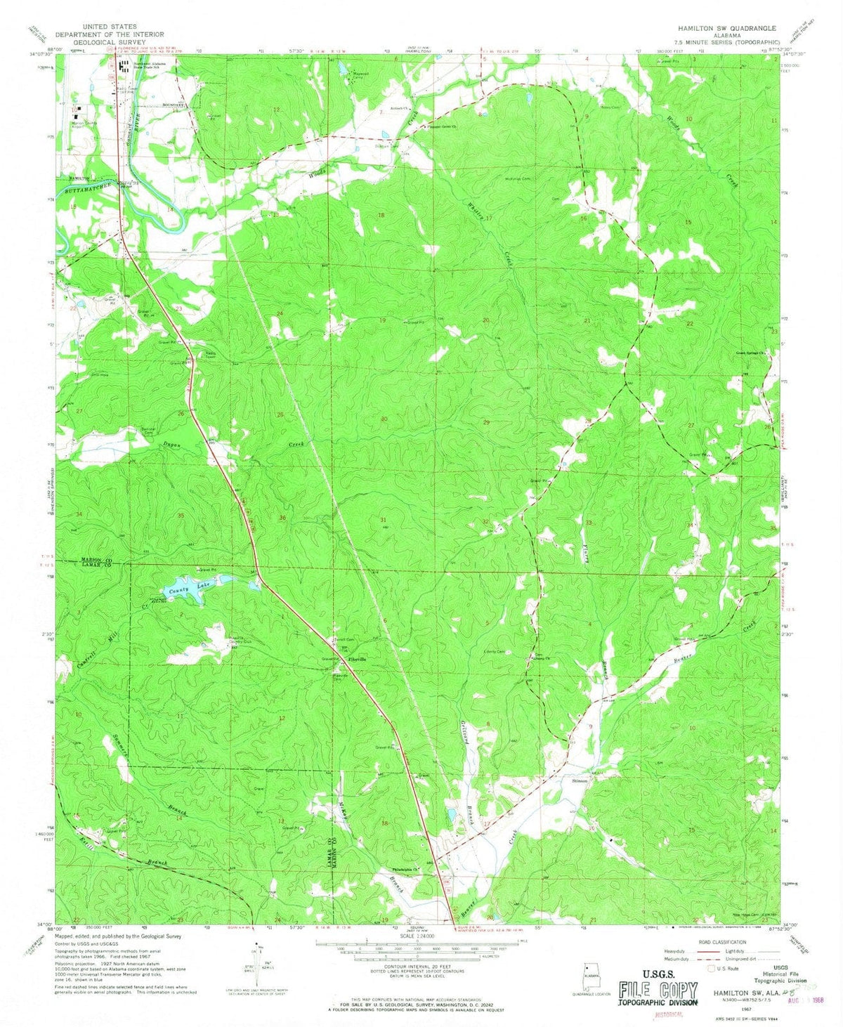 1967 Hamilton, AL - Alabama - USGS Topographic Map v2