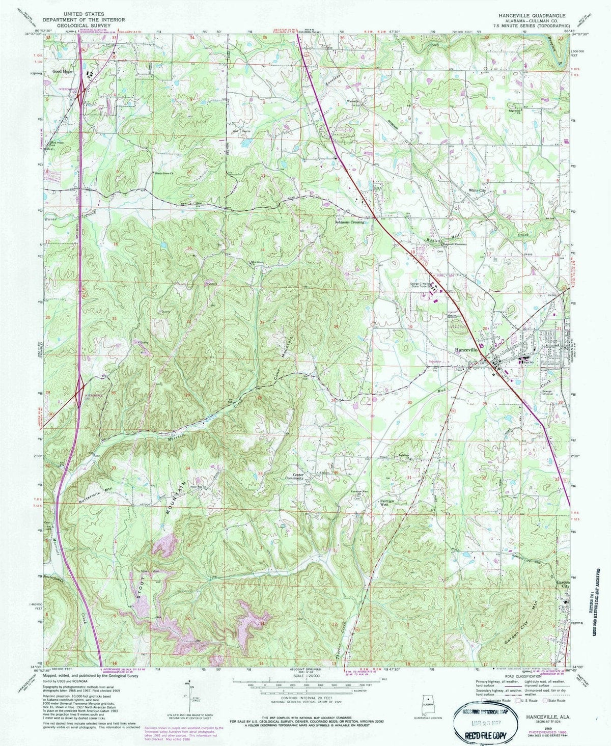 1969 Hanceville, AL - Alabama - USGS Topographic Map