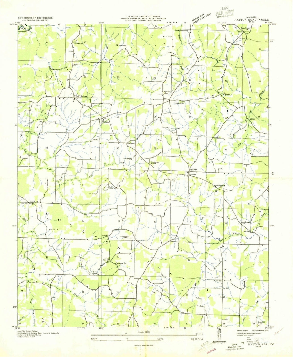 1936 Hatton, AL - Alabama - USGS Topographic Map
