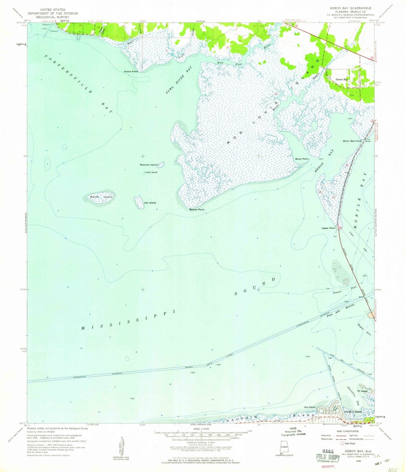 1958 Heron Bay, AL - Alabama - USGS Topographic Map