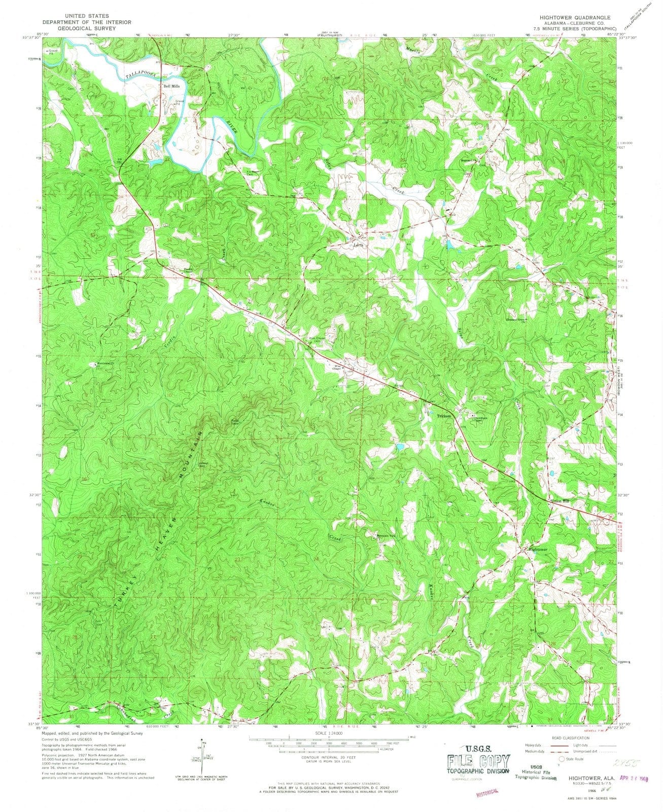 1966 Hightower, AL - Alabama - USGS Topographic Map