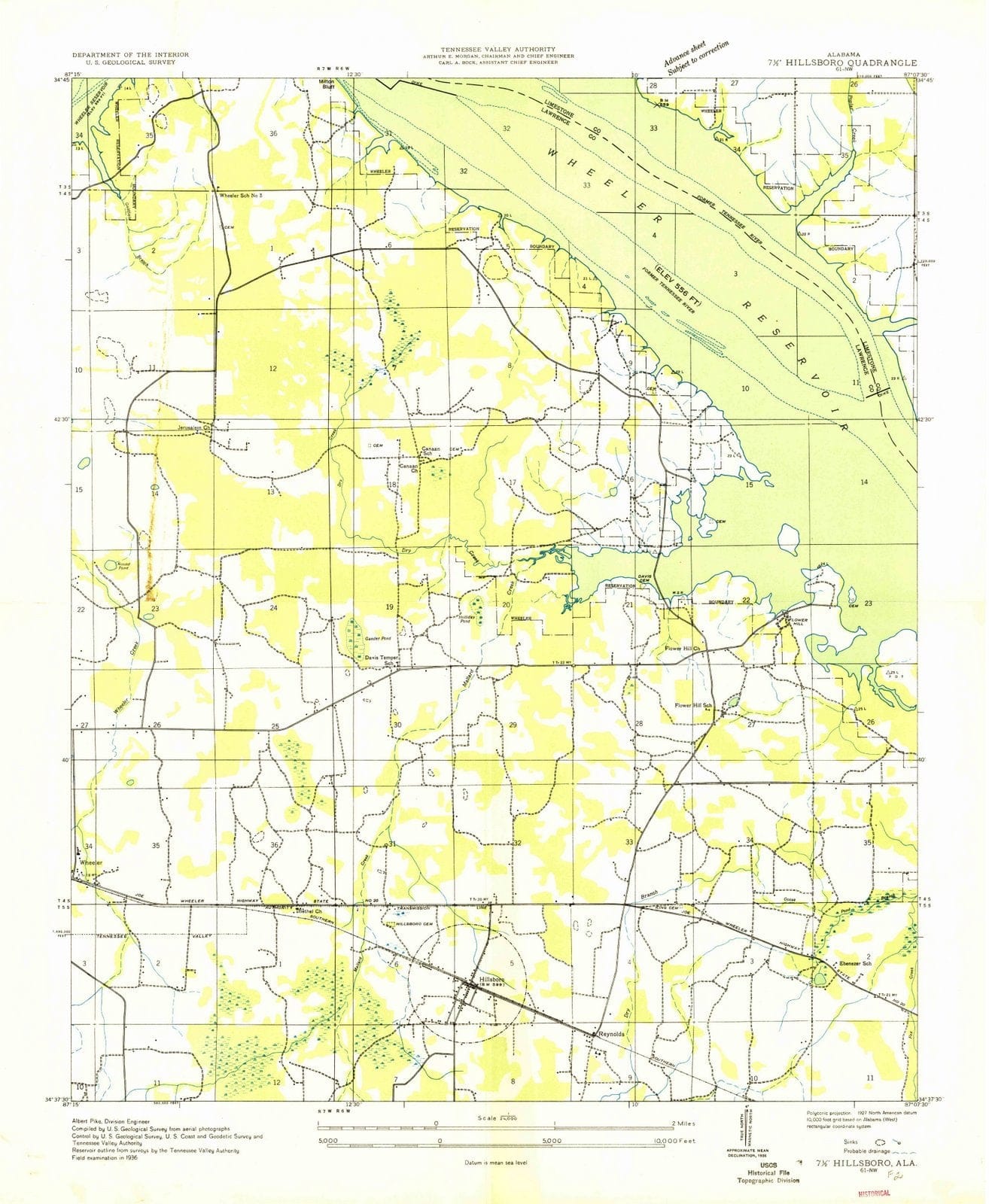 1936 Hillsboro, AL - Alabama - USGS Topographic Map