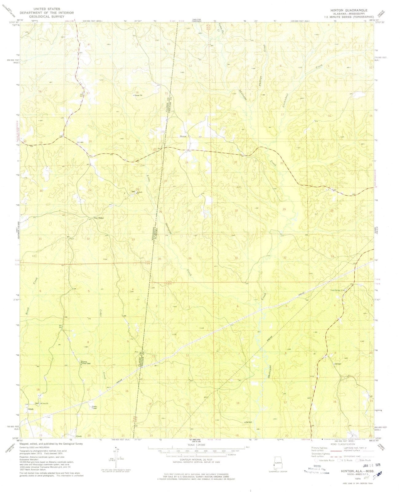 1974 Hinton, AL - Alabama - USGS Topographic Map