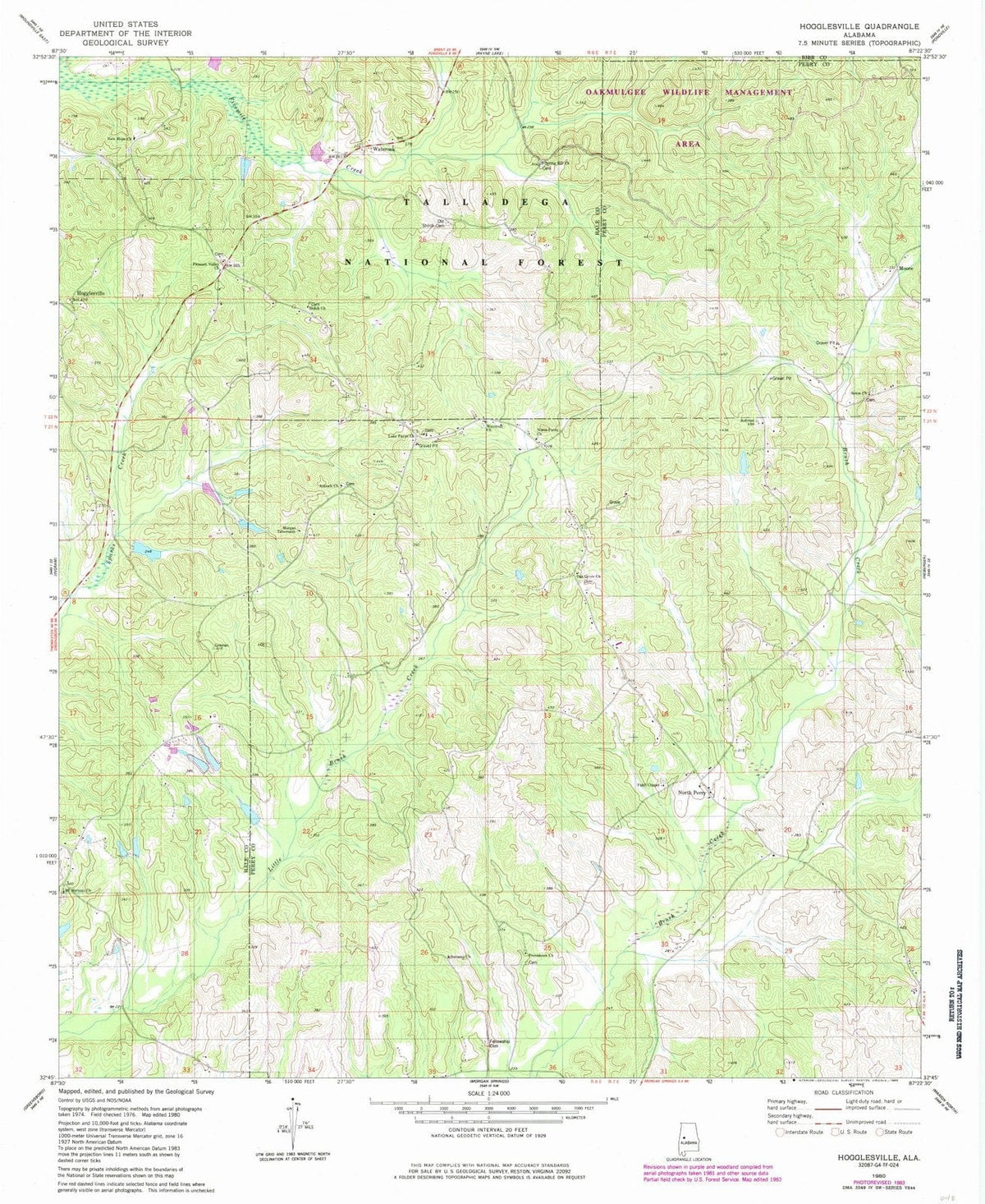 1980 Hogglesville, AL - Alabama - USGS Topographic Map