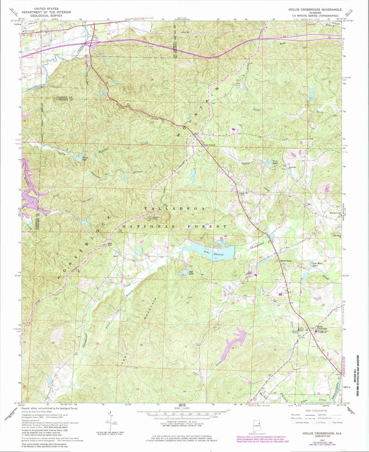 1967 Hollis Crossroads, AL - Alabama - USGS Topographic Map