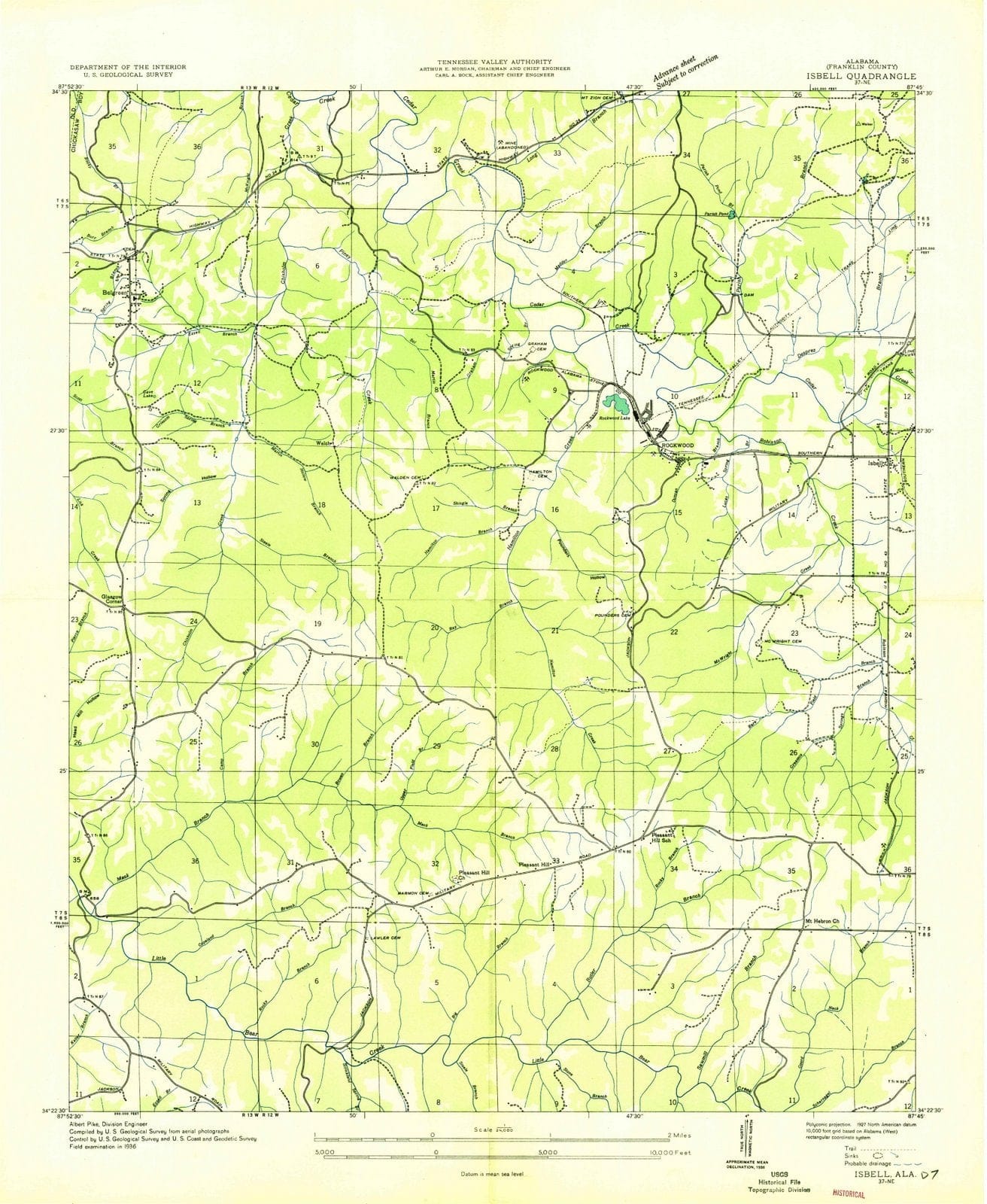 1936 Isbell, AL - Alabama - USGS Topographic Map