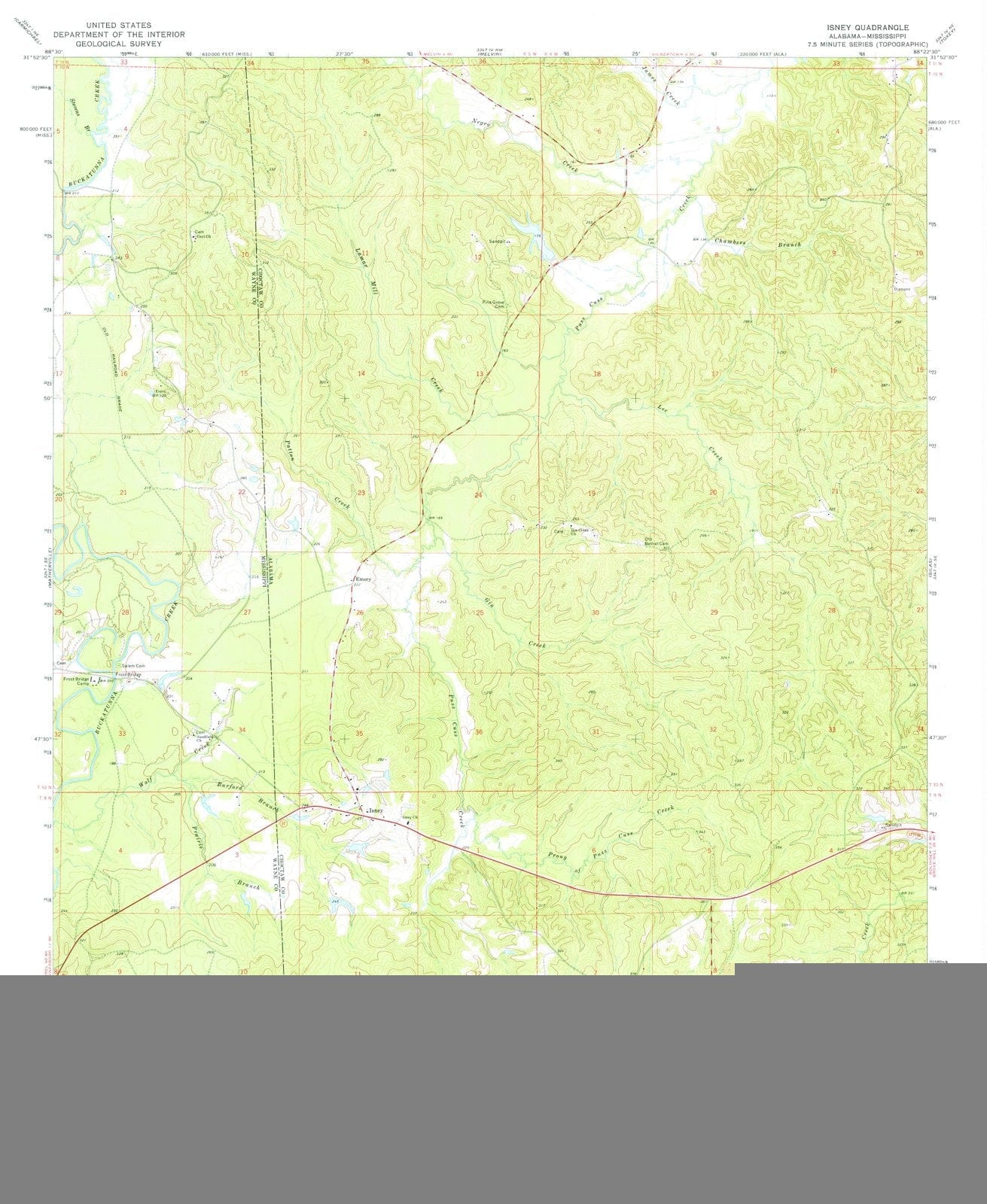 1974 Isney, AL - Alabama - USGS Topographic Map