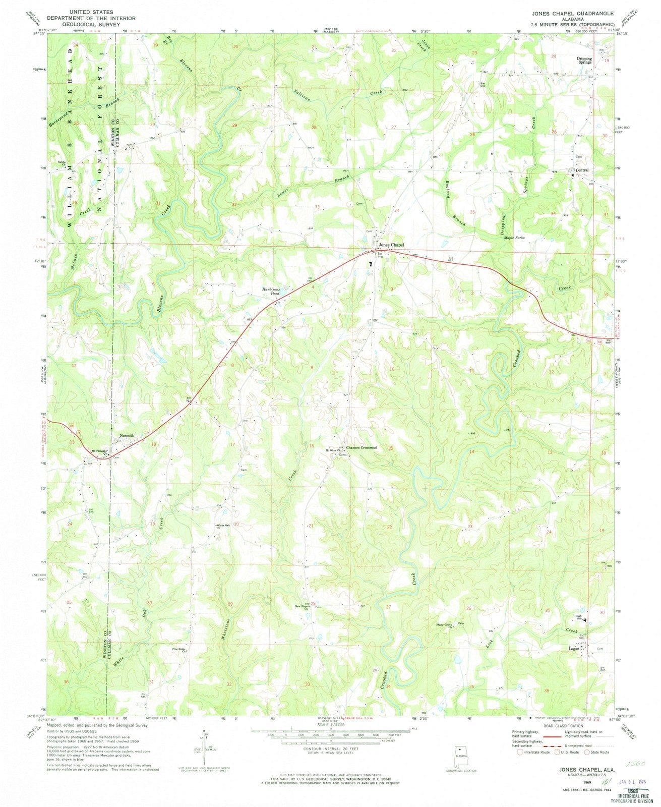 1969 Jones Chapel, AL - Alabama - USGS Topographic Map