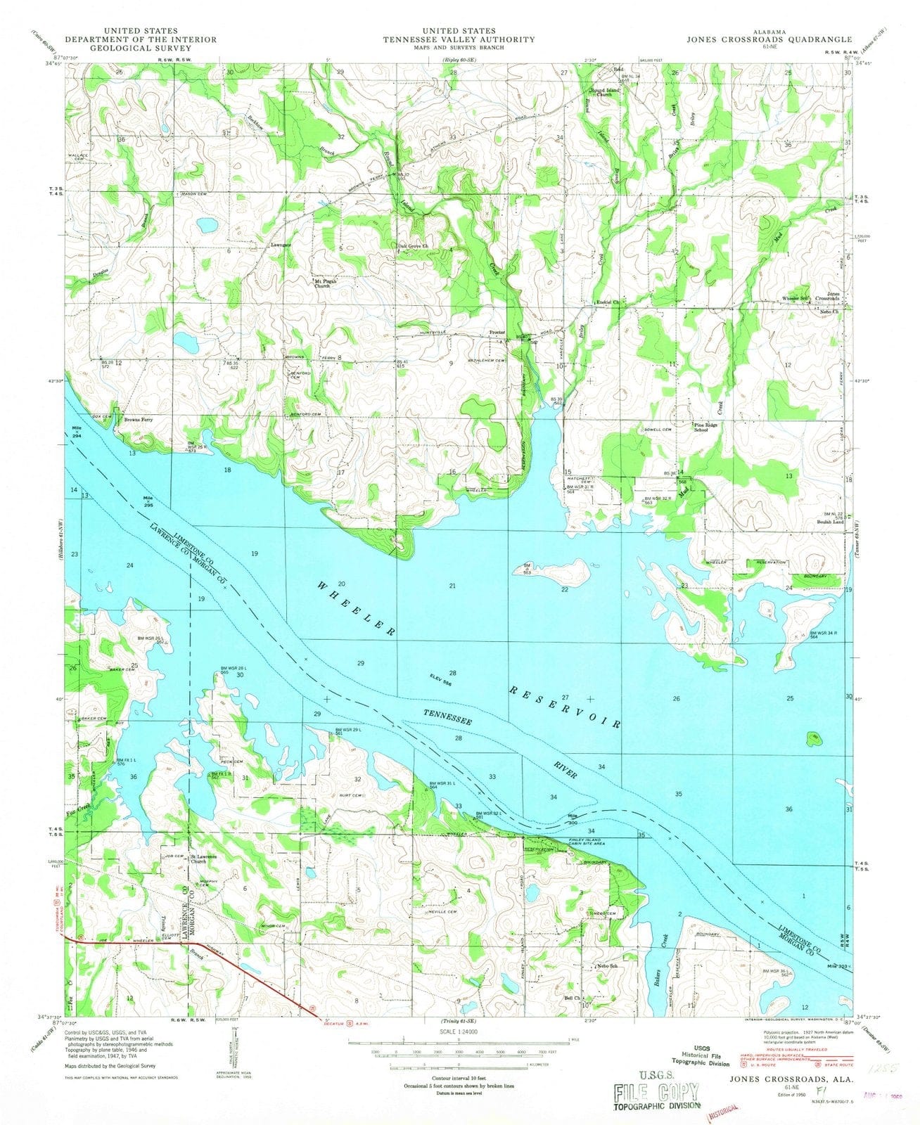 1950 Jones Crossroads, AL - Alabama - USGS Topographic Map