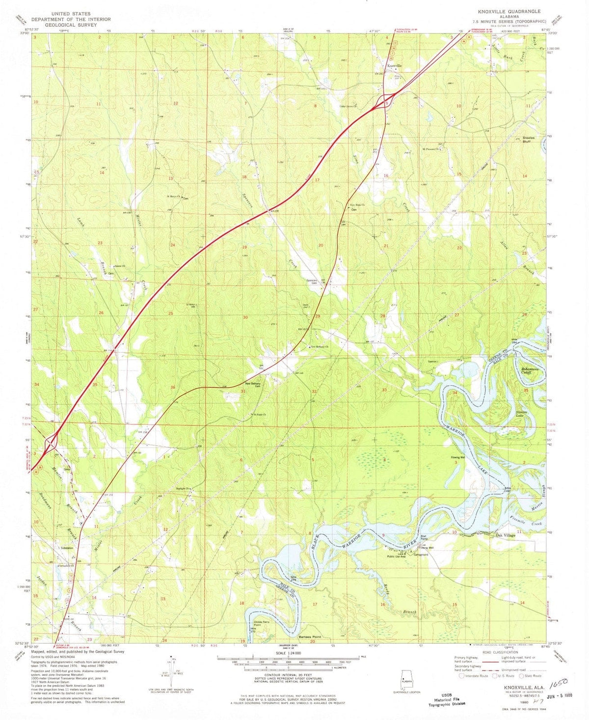1980 Knoxville, AL - Alabama - USGS Topographic Map
