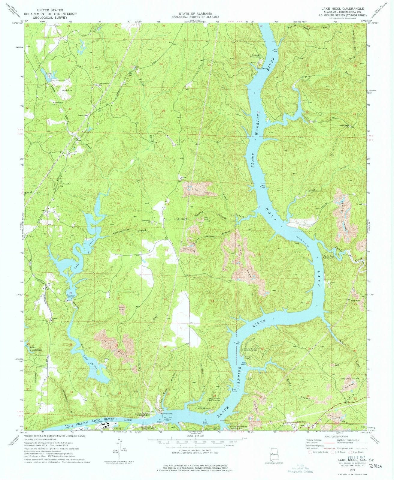 1974 Lake Nicol, AL - Alabama - USGS Topographic Map