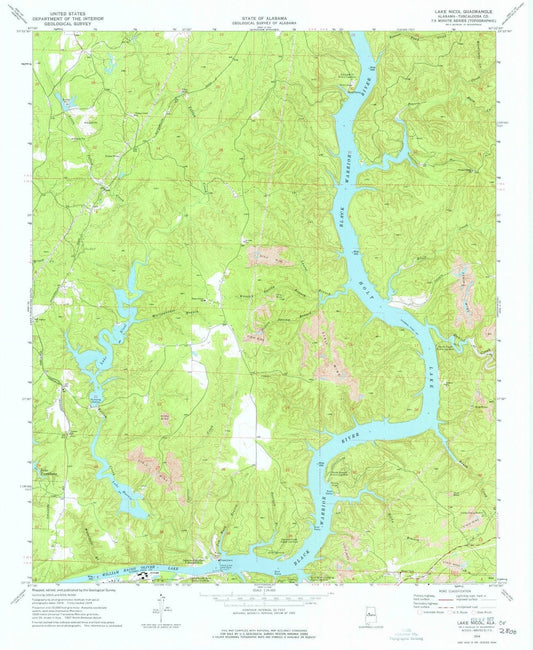 1974 Lake Nicol, AL - Alabama - USGS Topographic Map