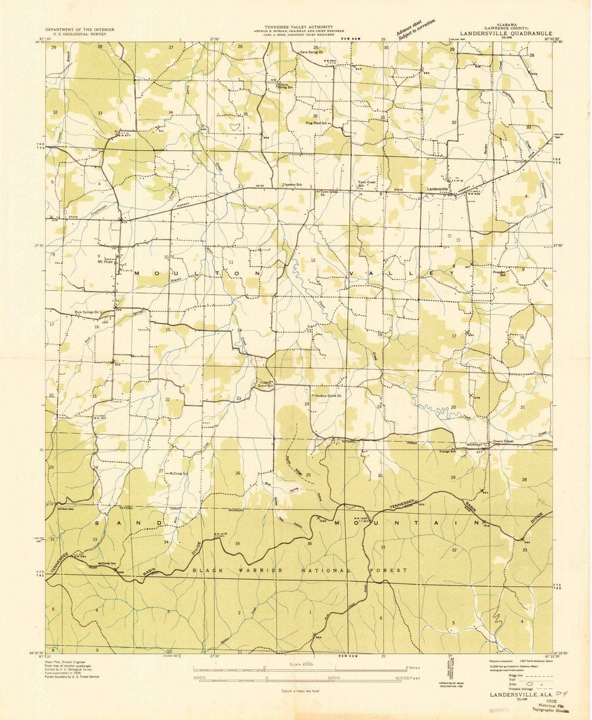 1936 Landersville, AL - Alabama - USGS Topographic Map