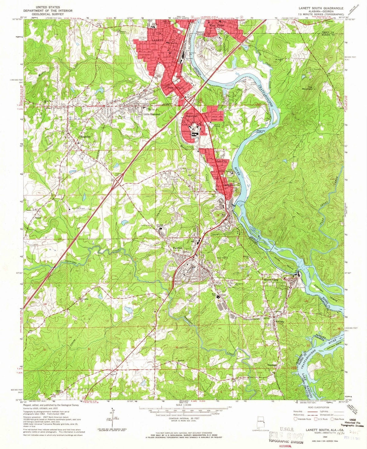 1964 Lanett South, AL - Alabama - USGS Topographic Map