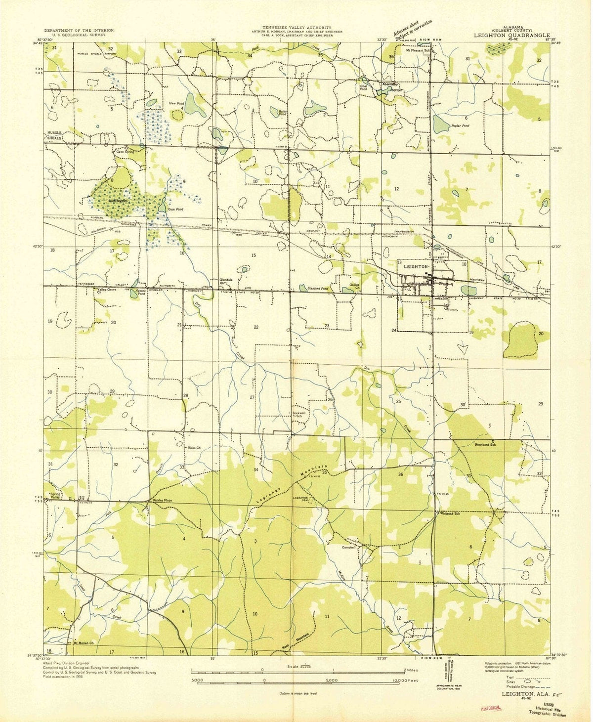 1936 Leighton, AL - Alabama - USGS Topographic Map