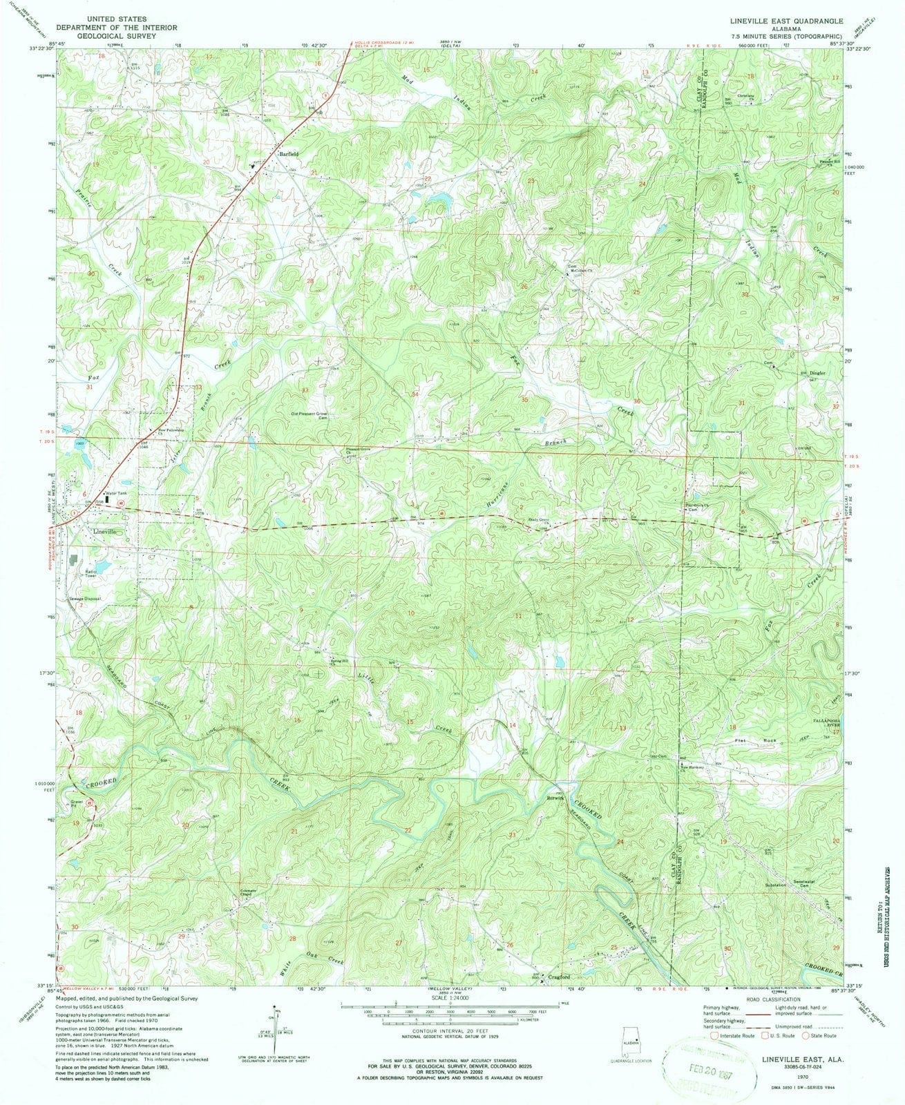1970 Lineville East, AL - Alabama - USGS Topographic Map