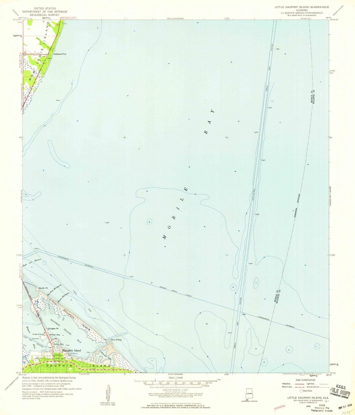 1958 Littleauphin Island, AL - Alabama - USGS Topographic Map