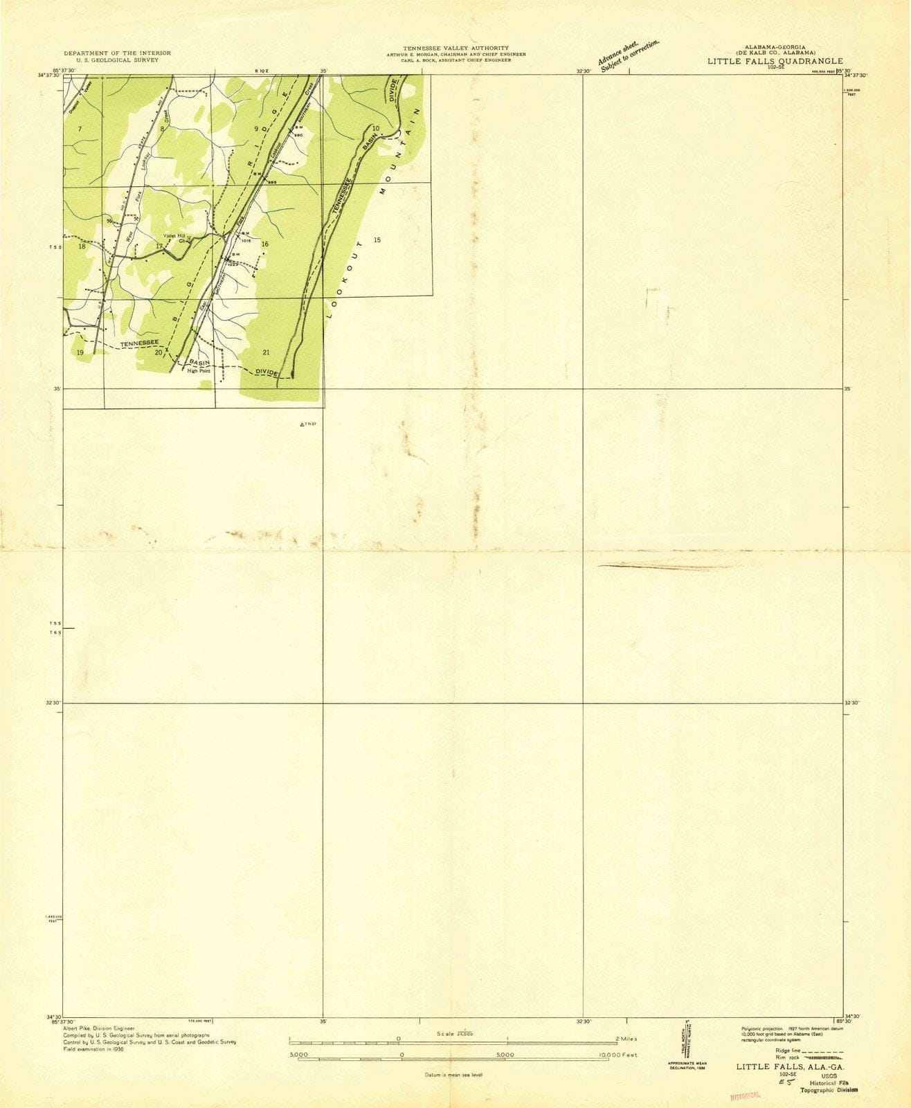 1936 Little Falls, AL - Alabama - USGS Topographic Map