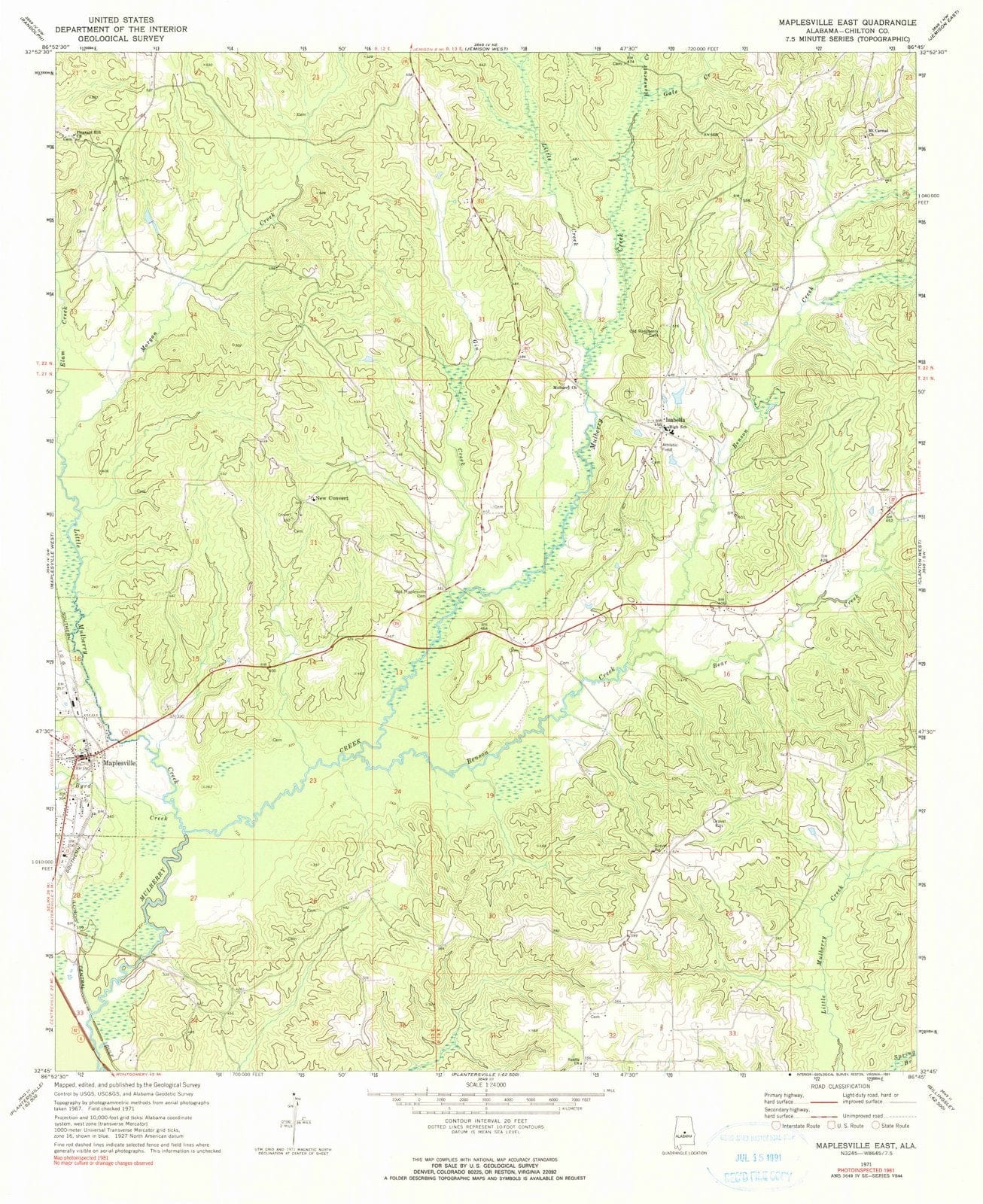 1971 Maplesville East, AL - Alabama - USGS Topographic Map