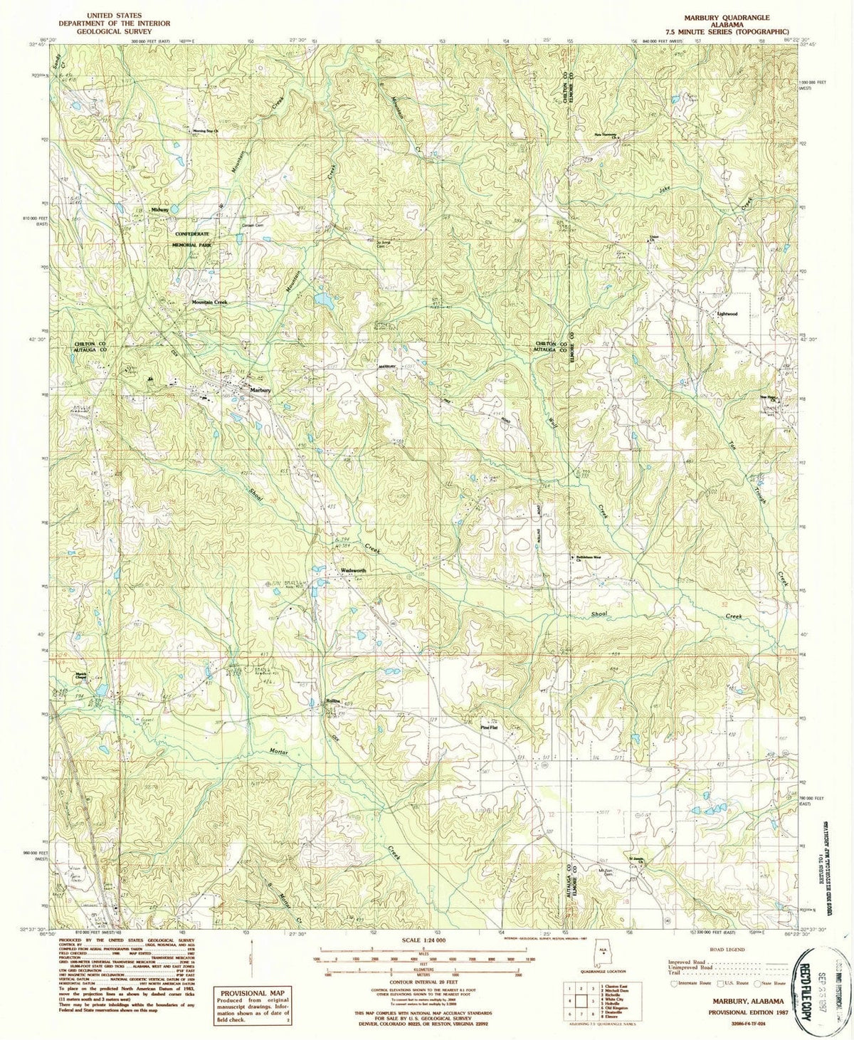 1987 Marbury, AL - Alabama - USGS Topographic Map