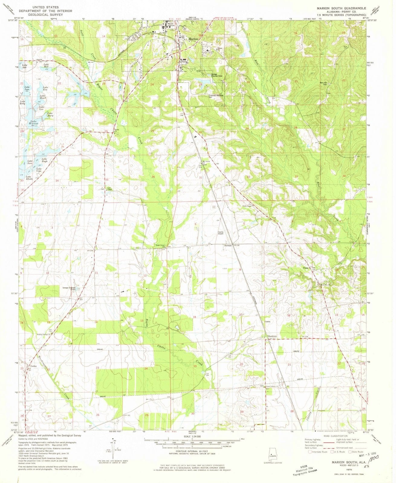 1979 Marion South, AL - Alabama - USGS Topographic Map