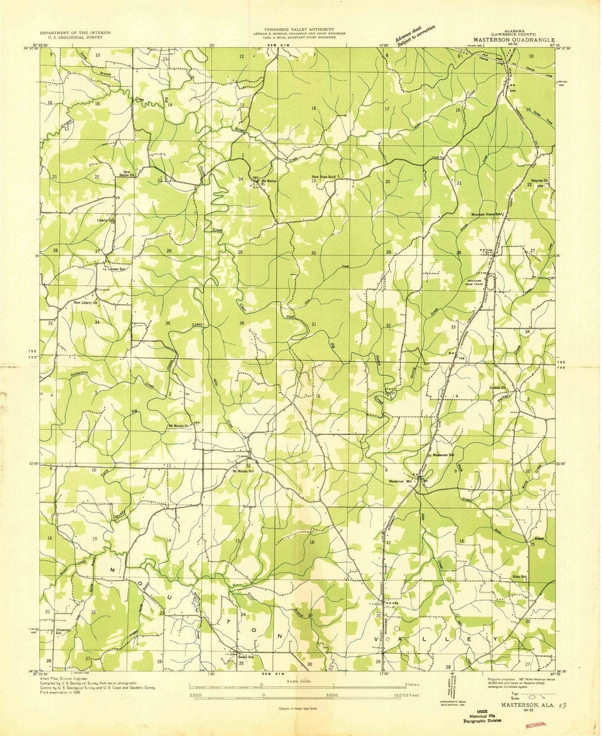 1936 Masterson, AL - Alabama - USGS Topographic Map