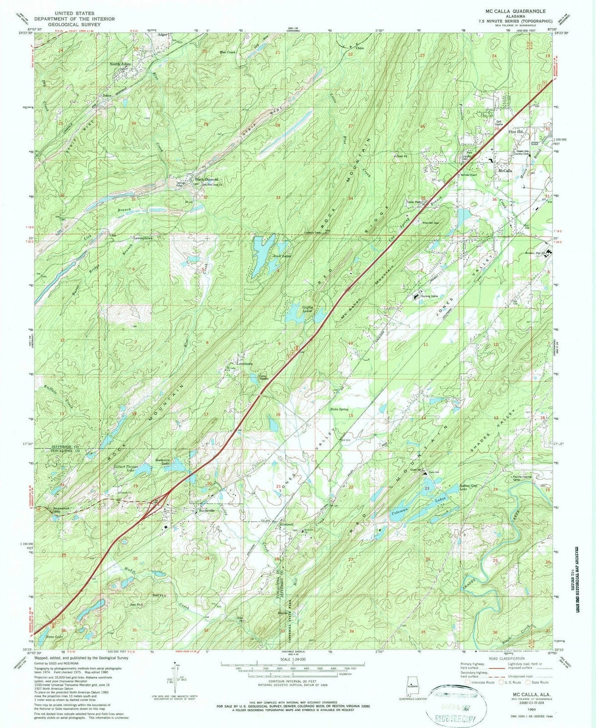 1980 Mc Calla, AL - Alabama - USGS Topographic Map