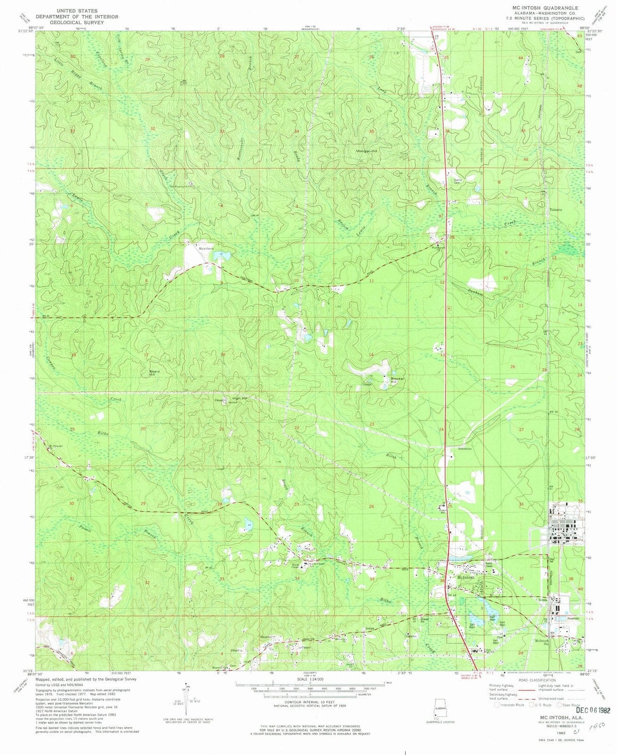 1982 Mc Intosh, AL - Alabama - USGS Topographic Map