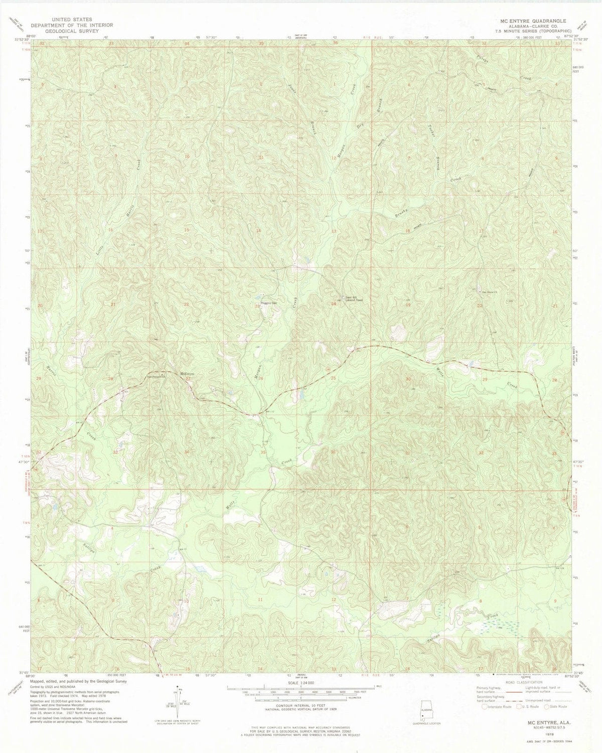 1978 McEntyre, AL - Alabama - USGS Topographic Map