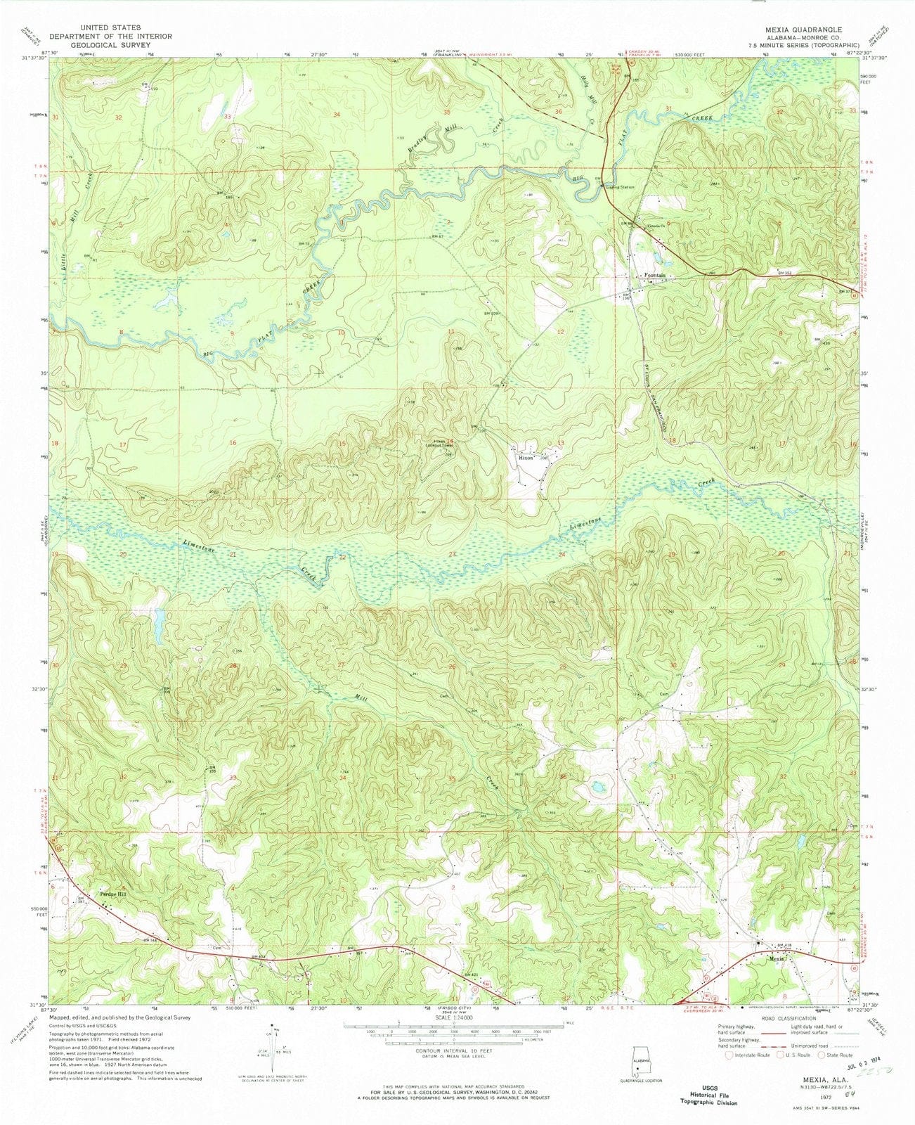 1972 Mexia, AL - Alabama - USGS Topographic Map