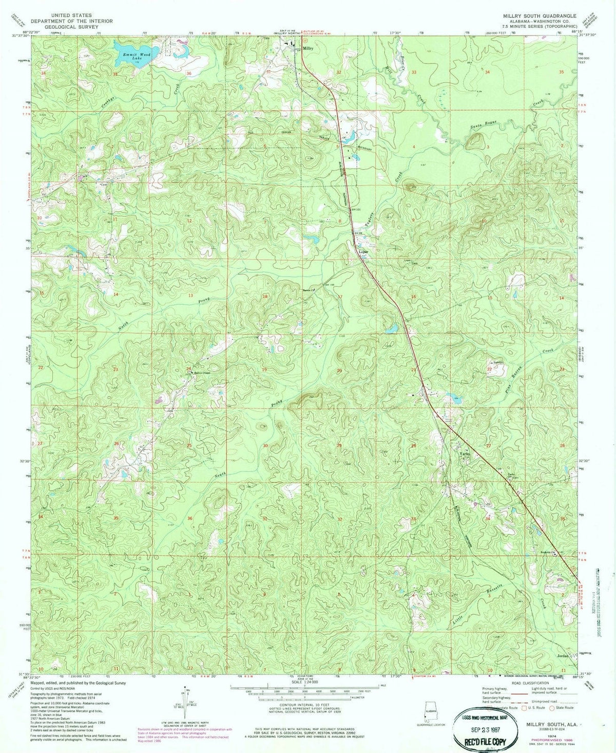 1974 Millry South, AL - Alabama - USGS Topographic Map