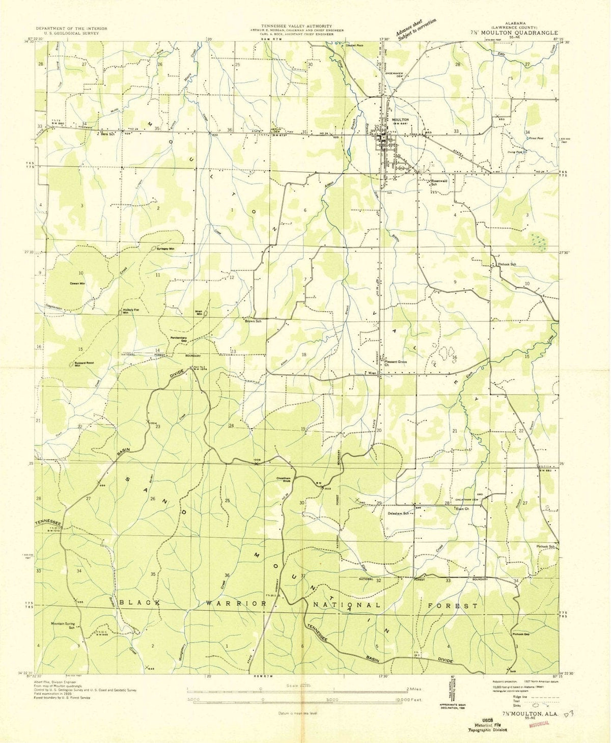 1935 Moulton, AL - Alabama - USGS Topographic Map