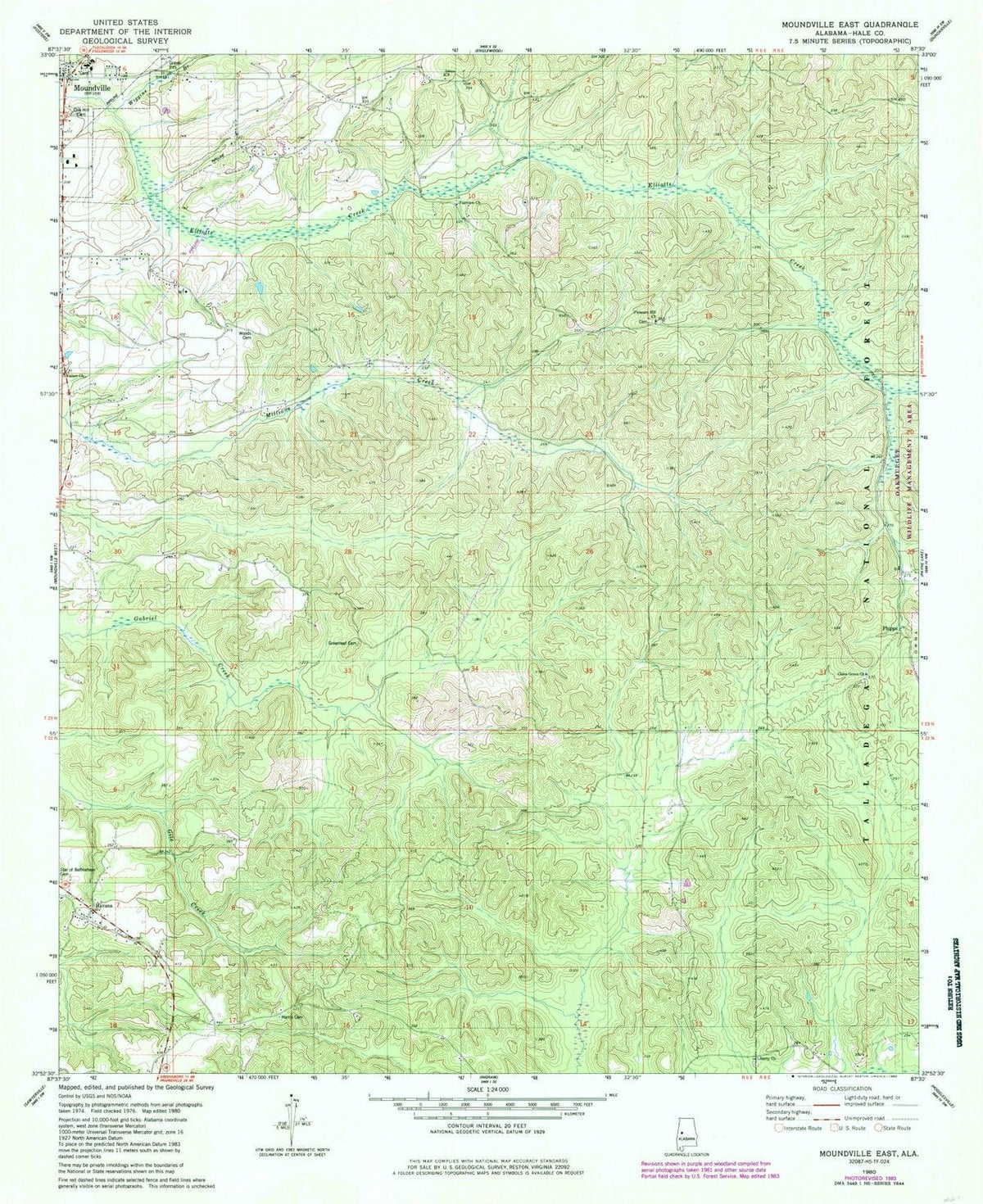 1980 Moundville East, AL - Alabama - USGS Topographic Map