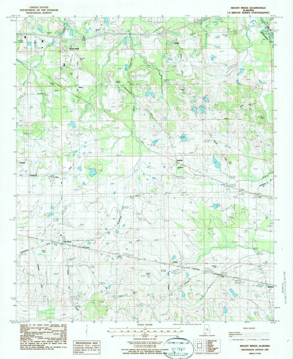 1987 Mount Meigs, AL - Alabama - USGS Topographic Map