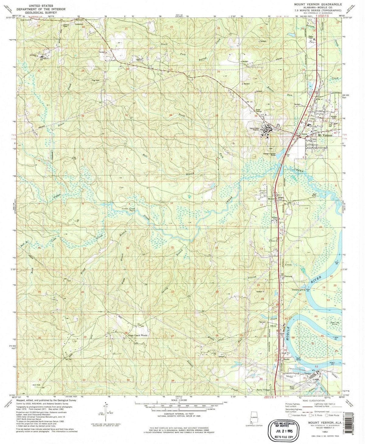 1982 Mount Vernon, AL - Alabama - USGS Topographic Map
