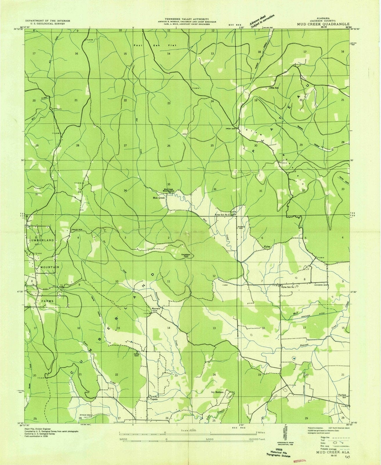 1936 Mud Creek, AL - Alabama - USGS Topographic Map