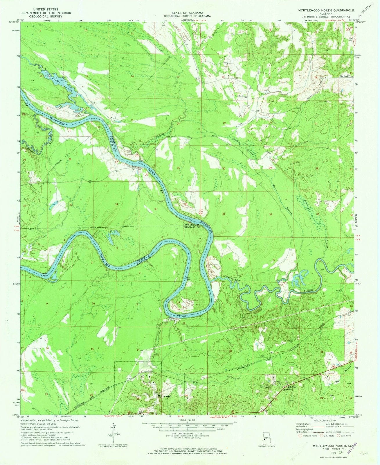 1970 Myrtlewood North, AL - Alabama - USGS Topographic Map