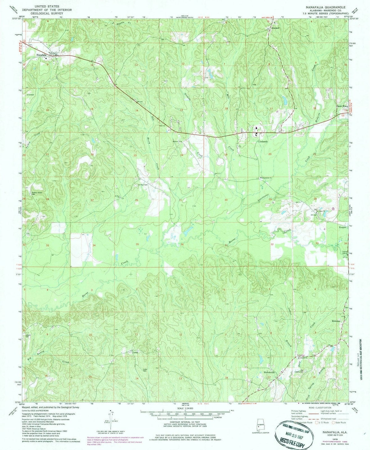 1978 Nanafalia, AL - Alabama - USGS Topographic Map
