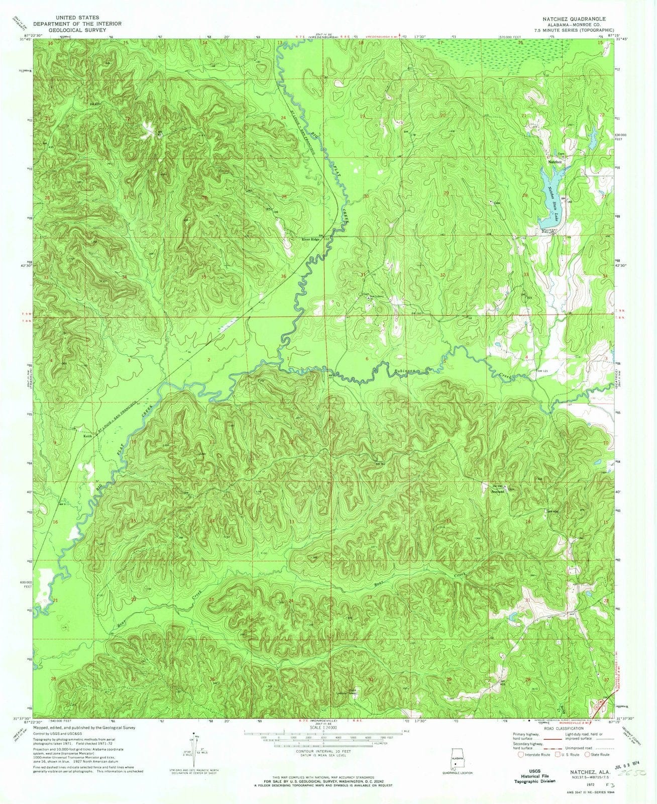 1972 Natchez, AL - Alabama - USGS Topographic Map