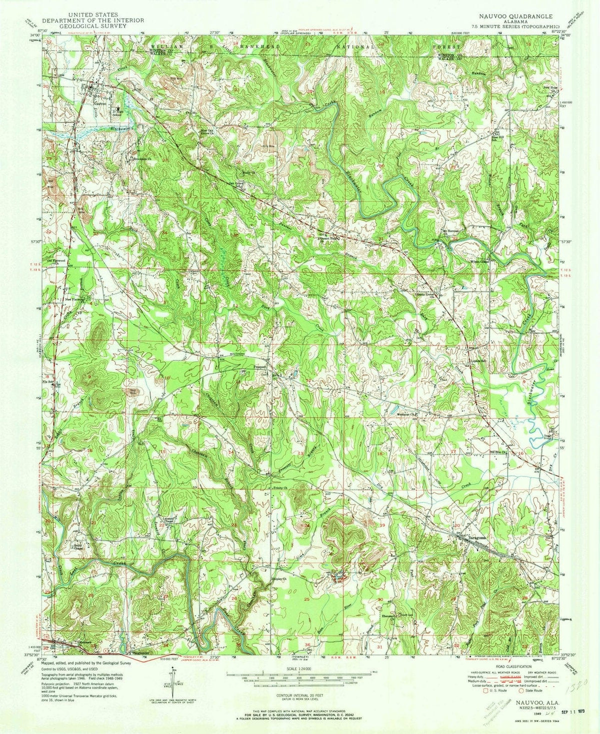 1949 Nauvoo, AL - Alabama - USGS Topographic Map