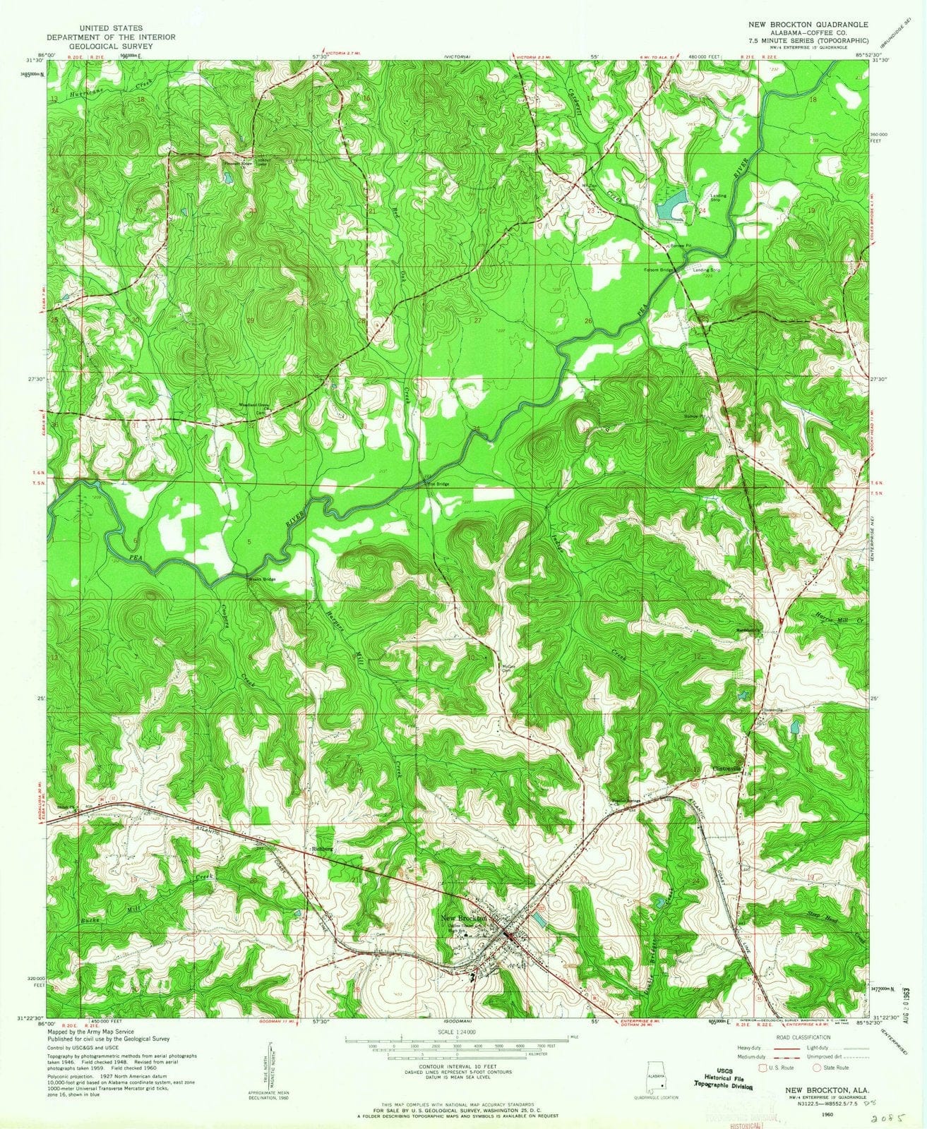 1960 New Brockton, AL - Alabama - USGS Topographic Map