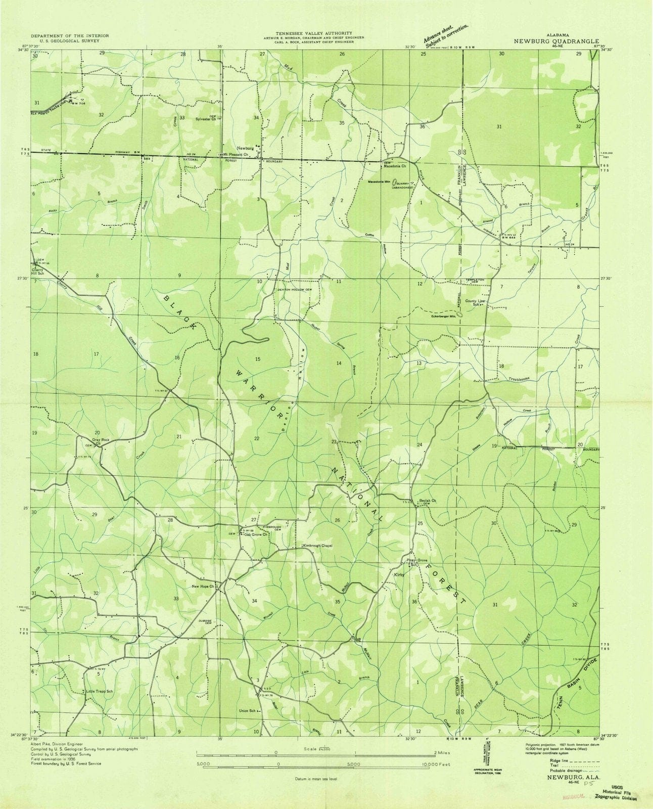 1936 Newburg, AL - Alabama - USGS Topographic Map