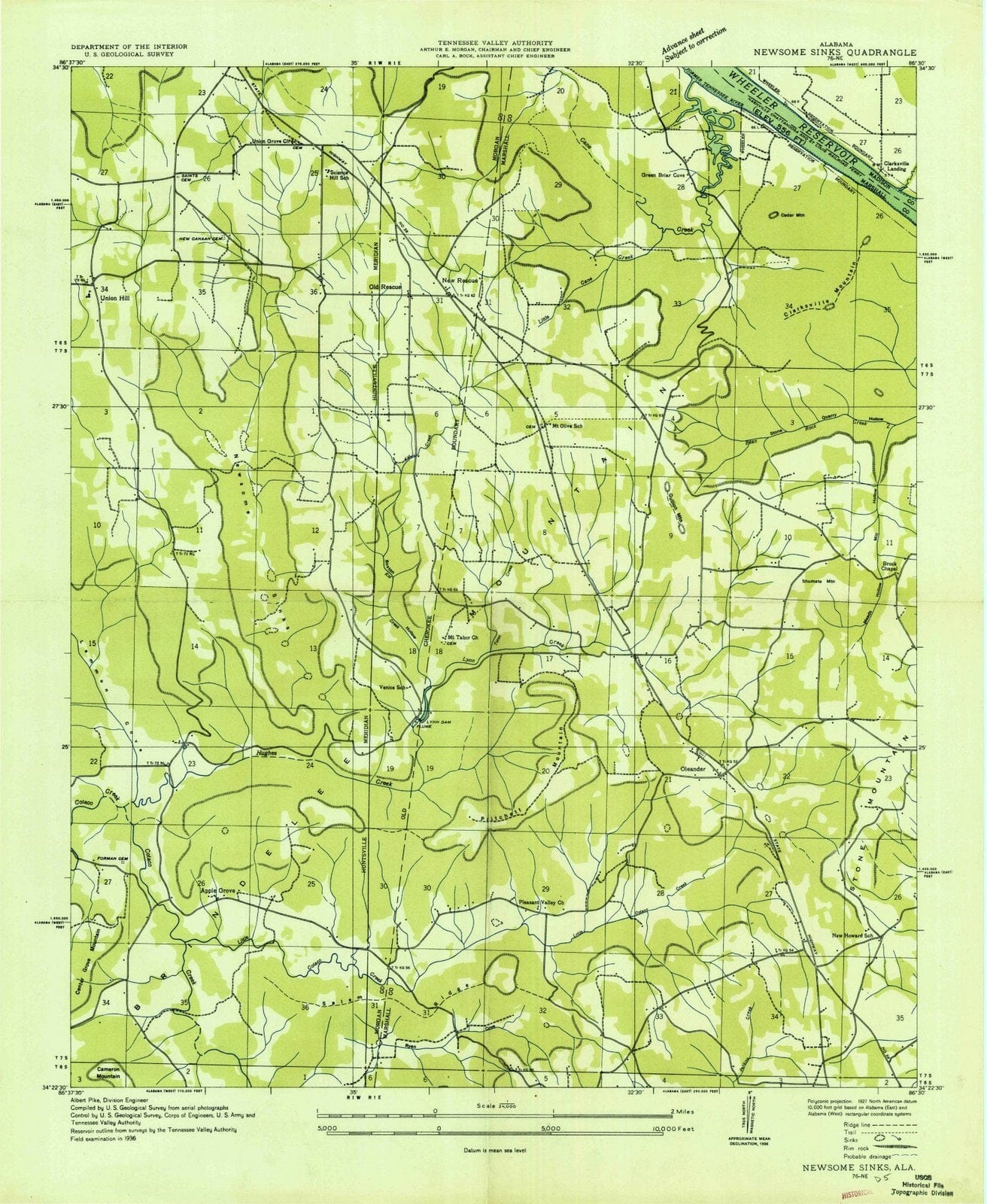 1936 Newsome Sinks, AL - Alabama - USGS Topographic Map
