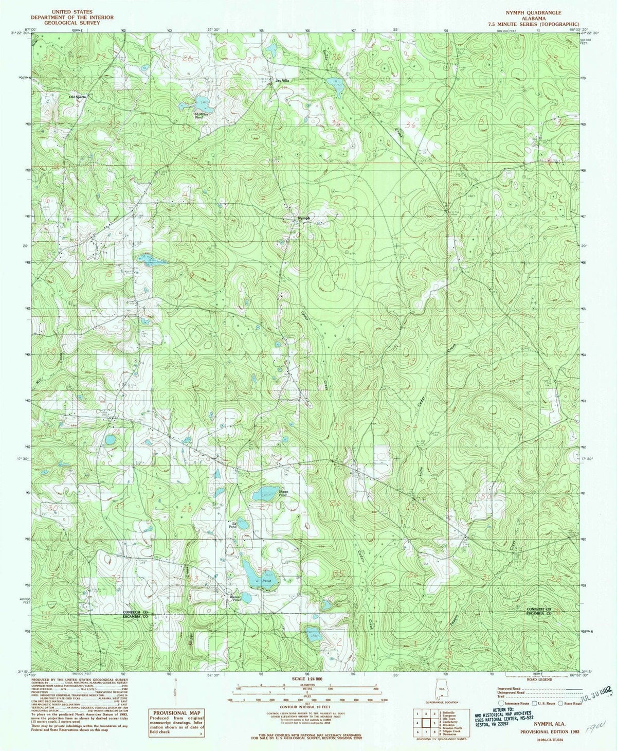 1982 Nymph, AL - Alabama - USGS Topographic Map