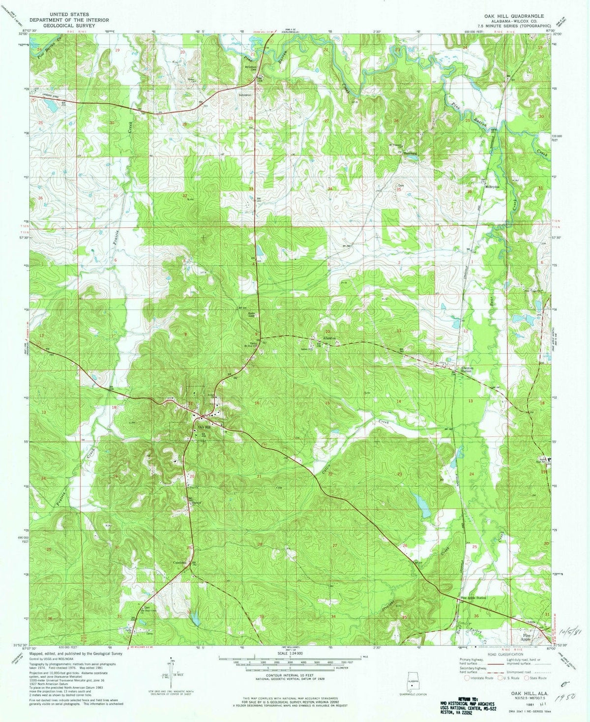 1981 Oak Hill, AL - Alabama - USGS Topographic Map